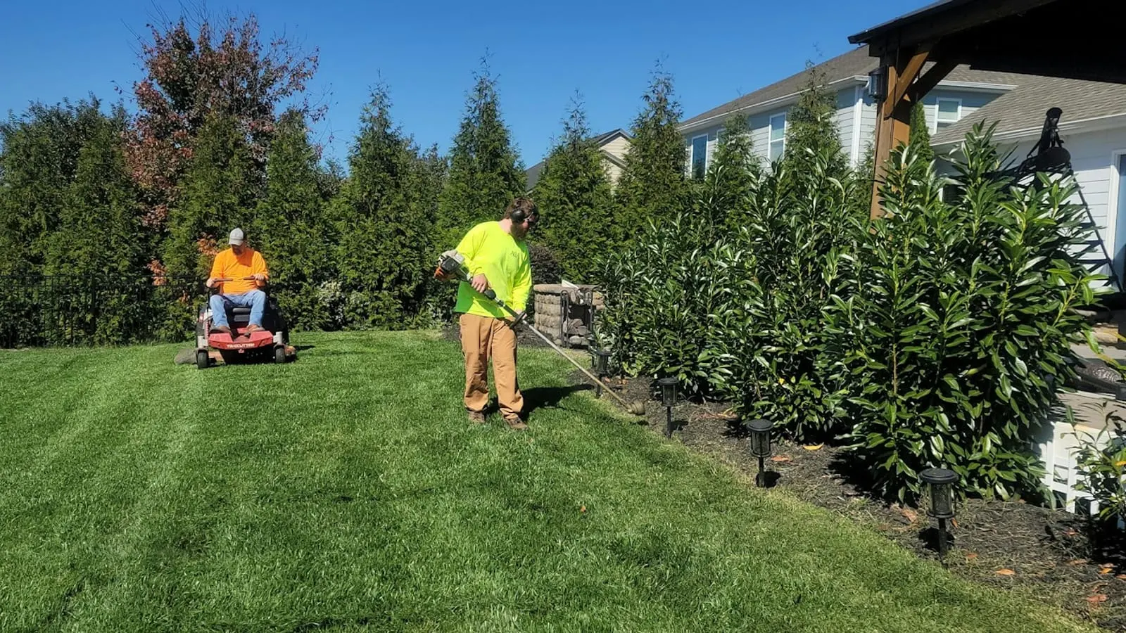 Landscaping equipment at work